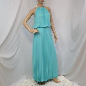 Msk Halter Hardware Neck Pleated Maxi Dress